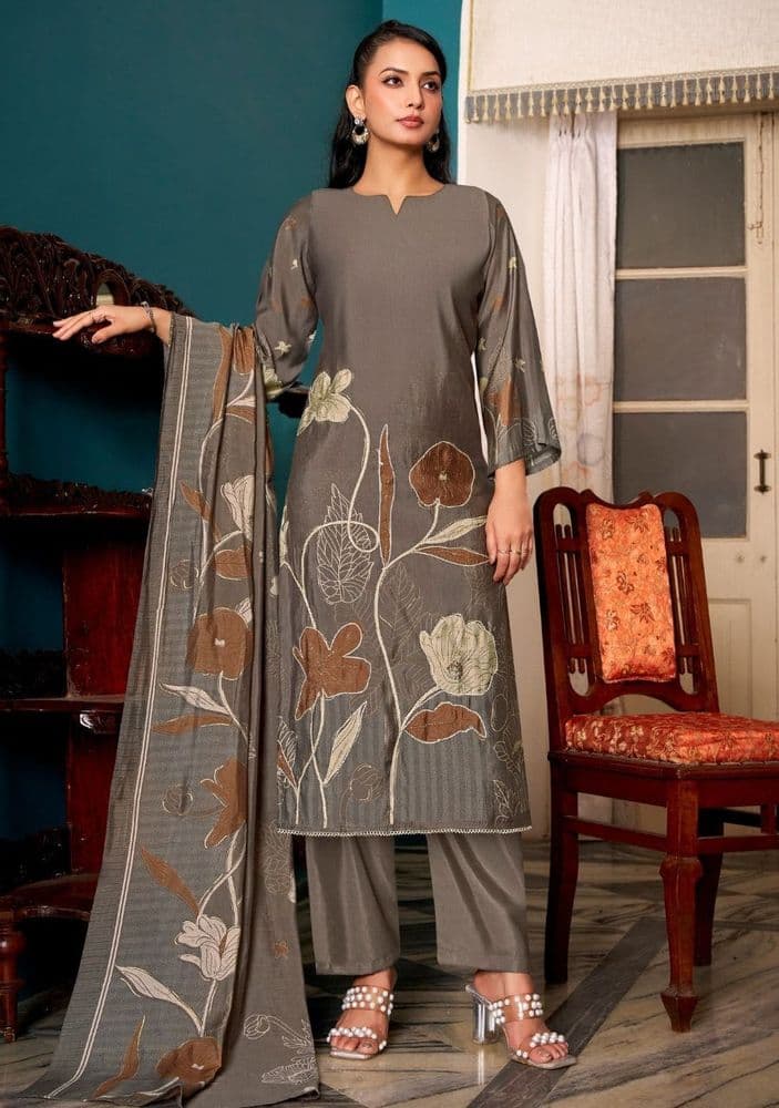 Belliza Betaab Grey Muslin Suit Set 02B