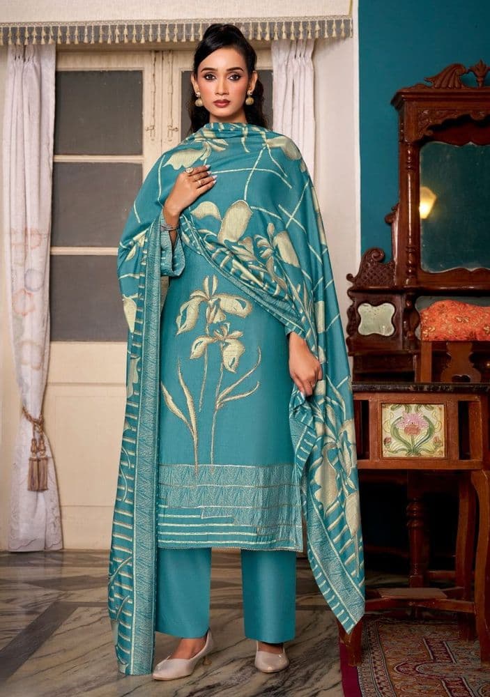 Belliza Betaab Blue Muslin Suit Set 02C