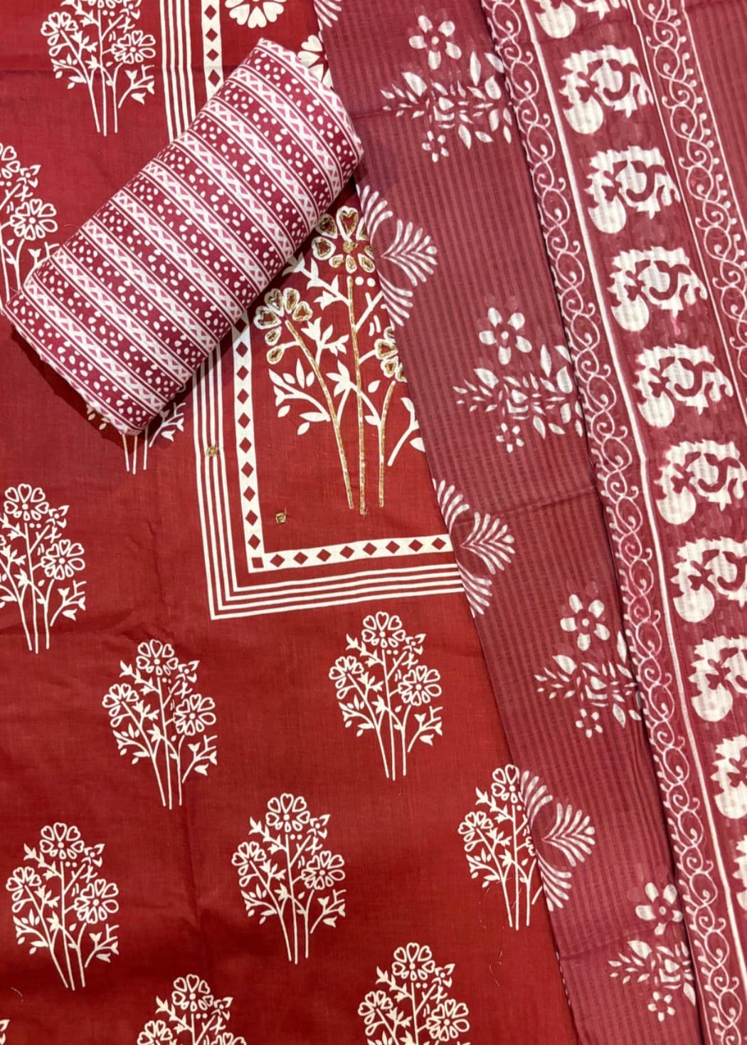 Red Cotton Suit Set 03B