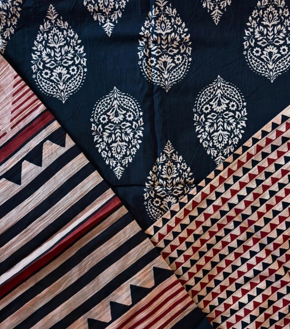Black Red Cotton Suit Set 03E