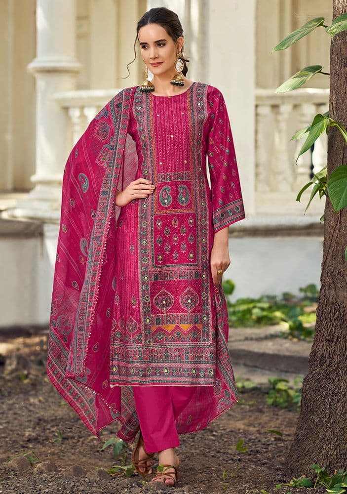 Pink Muslin Handwork Suit Set 07A