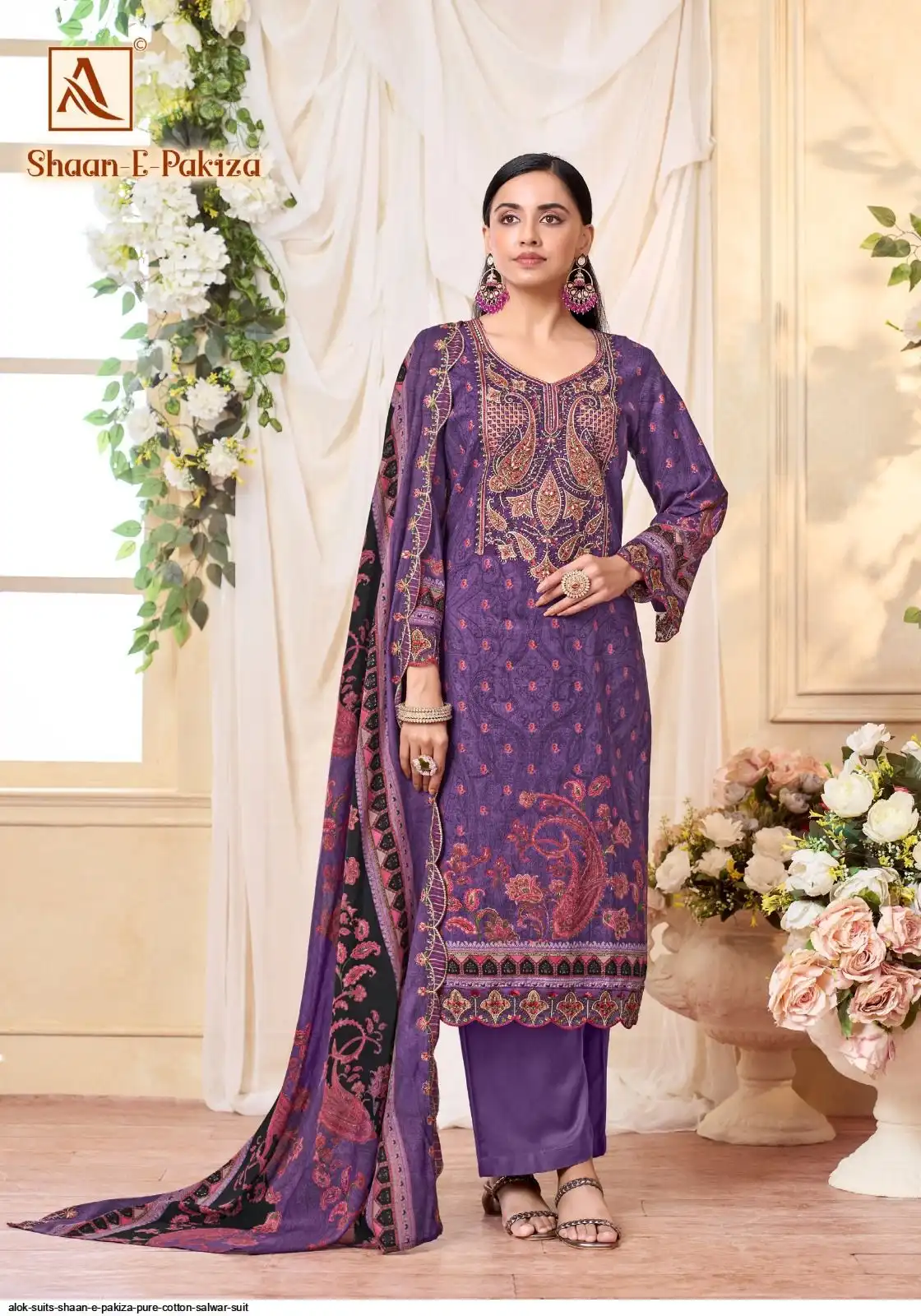 Purple Pakistani Cotton Suit Set 08D
